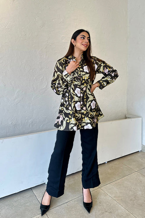 Black Winter Pashmina Coord Set